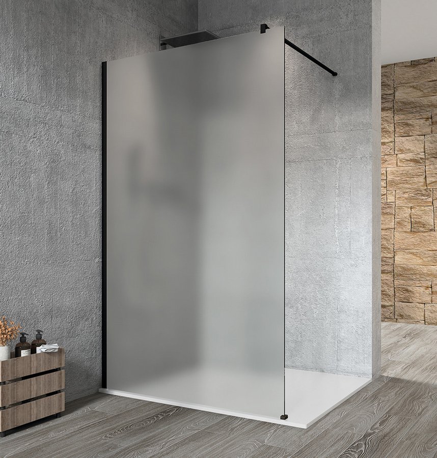 VARIO BLACK jednodílná sprchová zástěna k instalaci ke stěně, matné sklo, 1200 mm