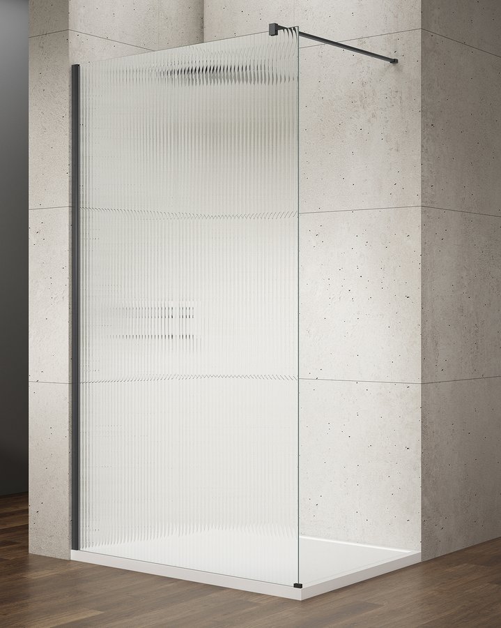 VARIO BLACK jednodílná sprchová zástěna k instalaci ke stěně, sklo nordic, 800 mm