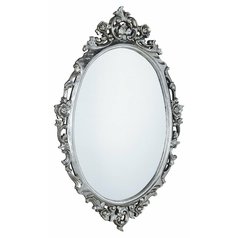 DESNA oválné zrcadlo ve vyřezávaném rámu, 80x100cm, stříbrná