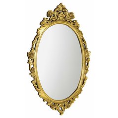 DESNA oválné zrcadlo ve vyřezávaném rámu, 80x100cm, zlatá