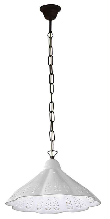 LAMPEDUSA závěsné svítidlo E27, 60W, 230V, keramické stínítko, mosazný řetěz