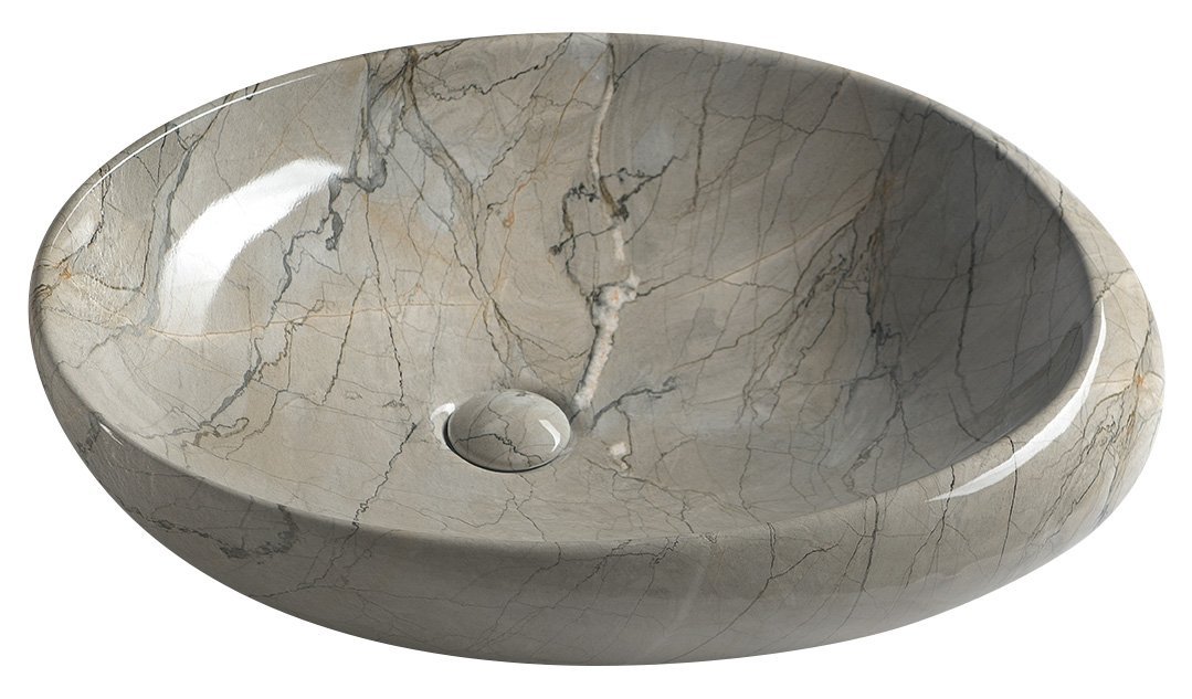 DALMA keramické umyvadlo na desku, 68x44 cm, grigio