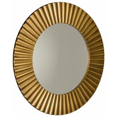 PRIDE kulaté zrcadlo v dřevěném rámu o 90cm, bronz