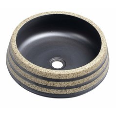 PRIORI keramické umyvadlo na desku, O 41cm, černá/kámen