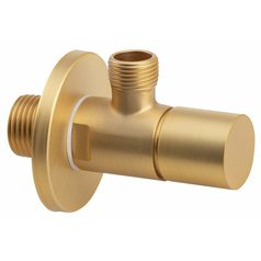 Rohový ventil s matkou, kulatý, 1/2"x3/8", zlato mat