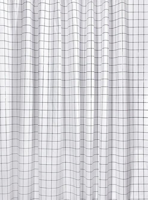 Sprchový závěs 180x180cm, vinyl, černá/bílá čtvercový vzor